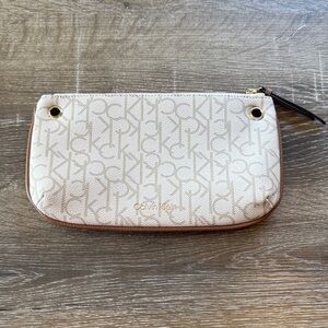 Calvin Klein Beige and Brown Logo Clutch